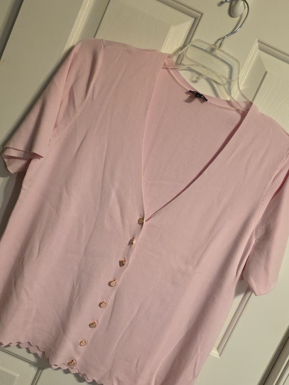 Talbots Light Pink Short Sleeve Button Cardigan
